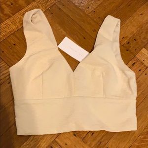 Cream crop top with back zipper